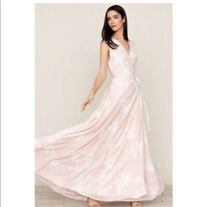 ANTHROPOLOGIE BHLDN YUMI KIM BRIDESMAID SASHAY AWAY WRAP MAXI DRESS BLUSH SZ XL